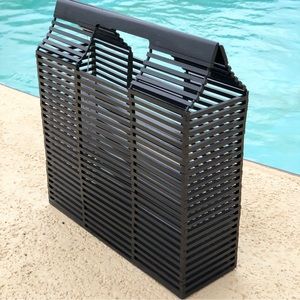 Large Black Bamboo Handbag.